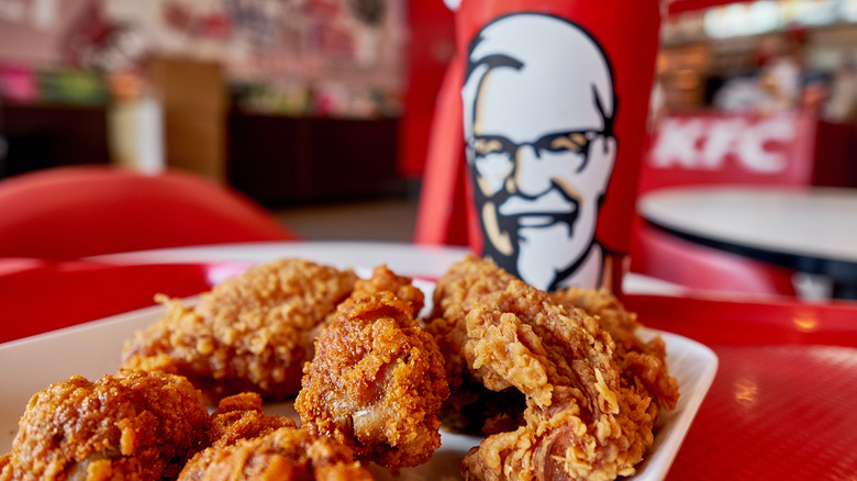 KFC chicken bucket with drink