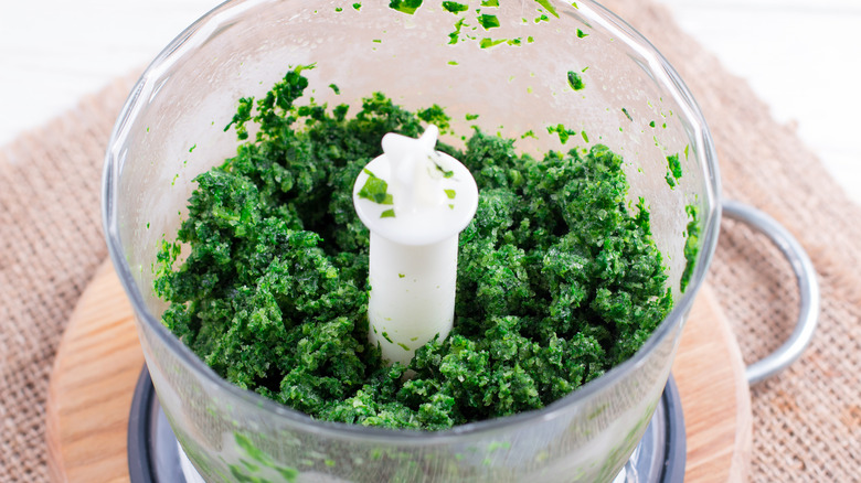 leafy greens in food processor