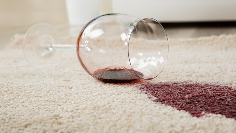 Red wine spilled on carpet
