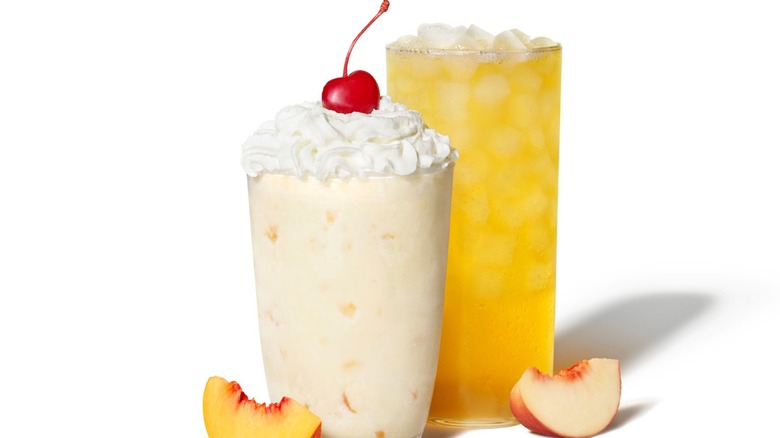 Chick-fil-A peach milkshake and peach sunjoy