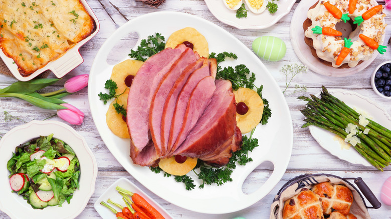 Easter spread ham centerpiece