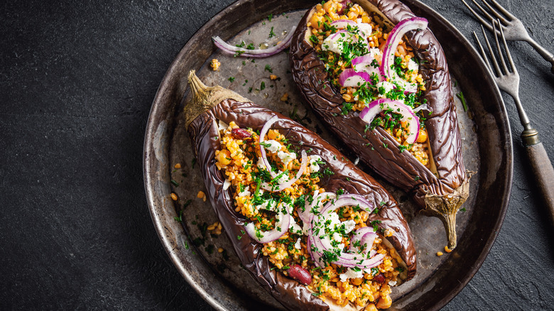 Vegetarian stuffed eggplant dish