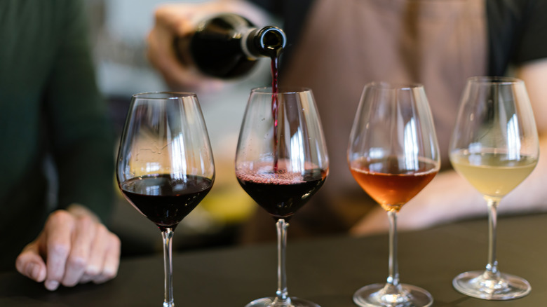 wines poured for a wine tasting