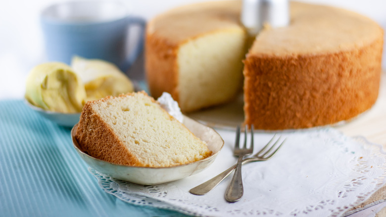 Slice of cake served in bowl