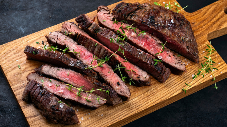 Steak slices on a plate