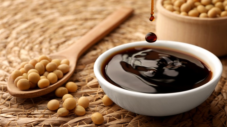 soy sauce and soy beans