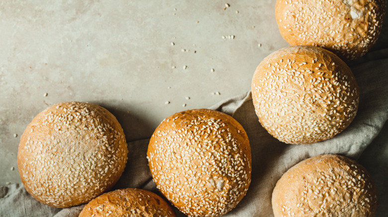 Burger buns with sesame seeds