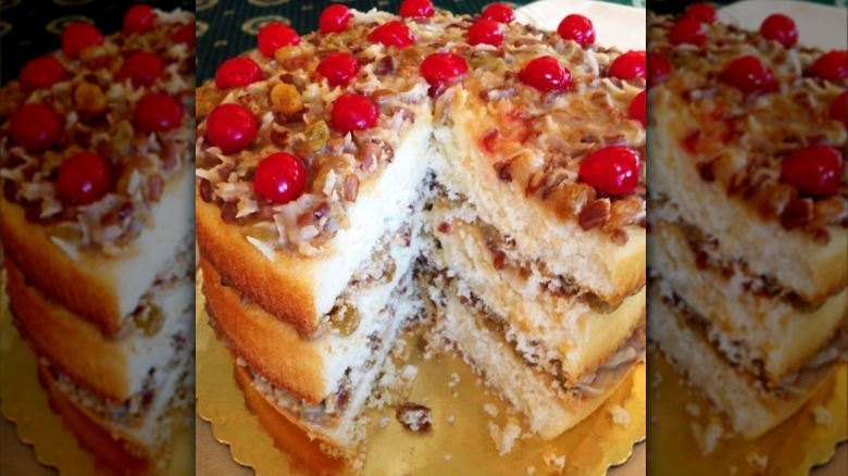 Lane Cake with slice cut out