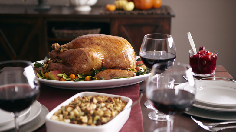 Thanksgiving holiday table set for guests