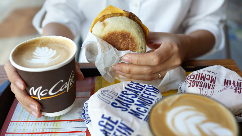 McDonald's breakfast sausage and egg McMuffin