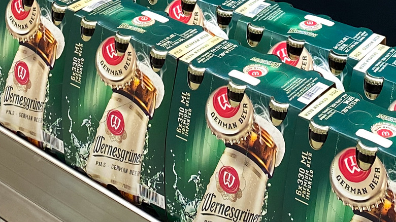 boxes of Wernesgrüner pilsner 