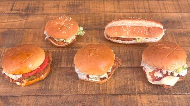 Various Burger King chicken sandwiches
