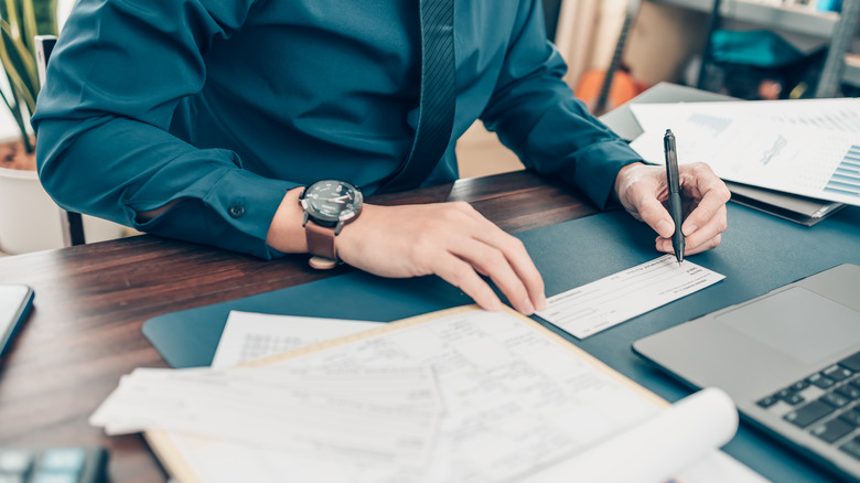 Writing on a blank check