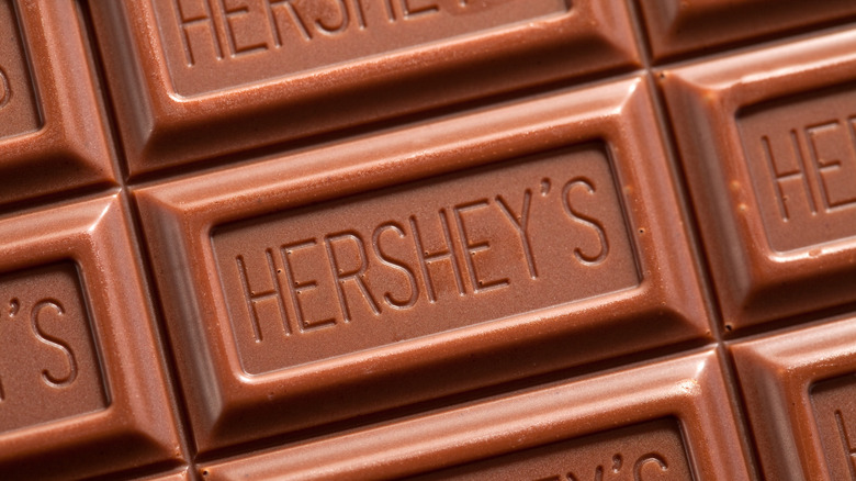 Close up image of a Hershey's chocolate bar