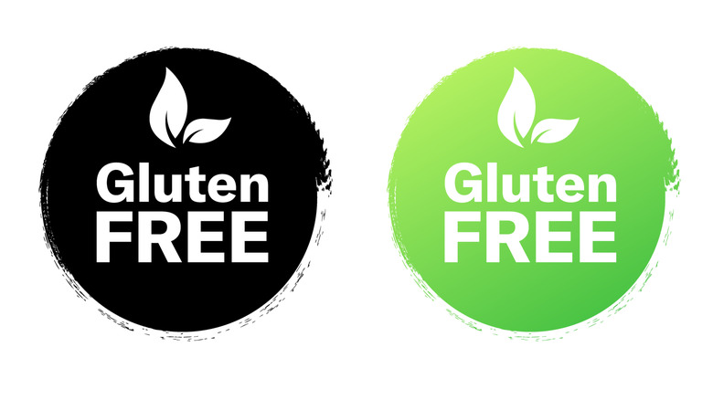 Two stamps showing what gluten free labeling on a package might look like