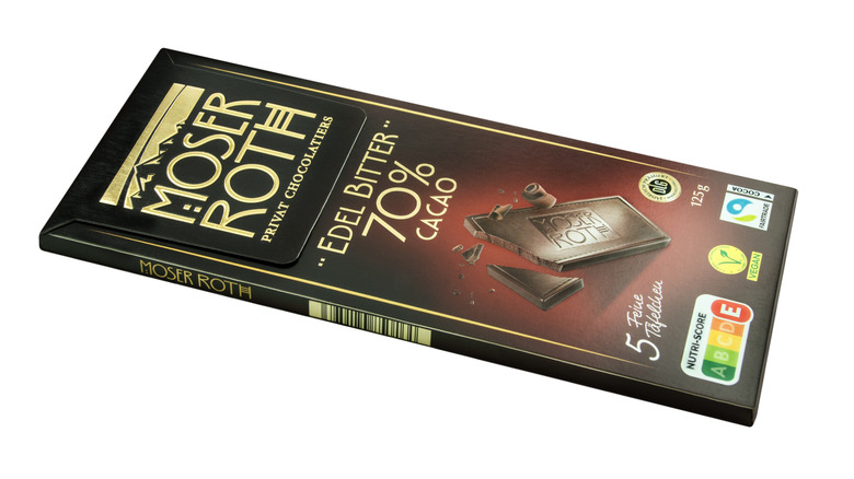 Moser Roth Chocolate Bar isolated on a white background
