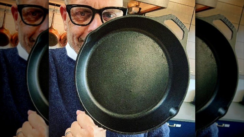 Close up of Alton Brown with pan