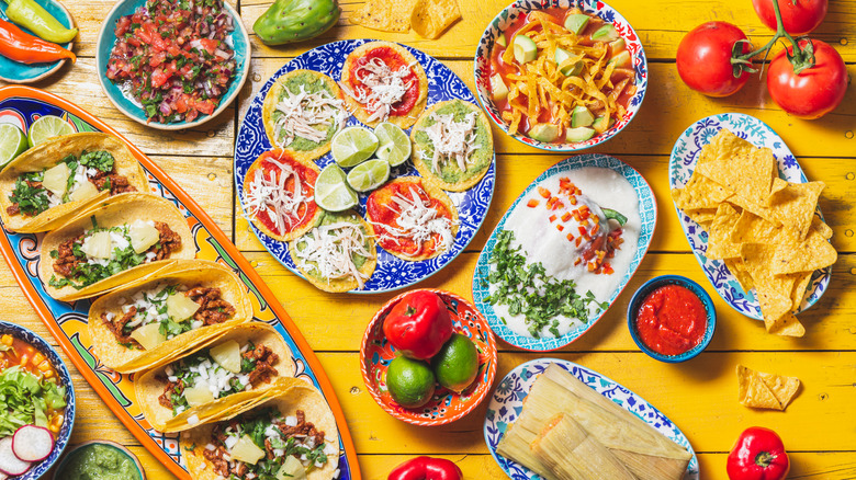 Mexican food spread