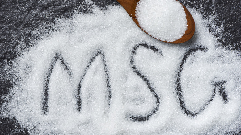 Pile of MSG with letters spelled out