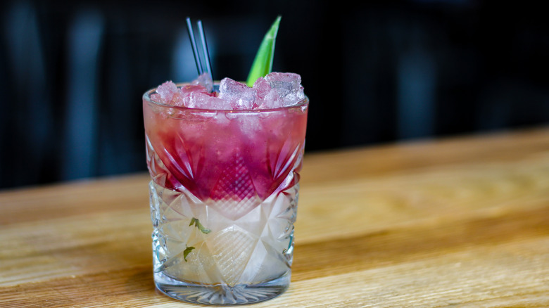 layered frozen margarita on bar
