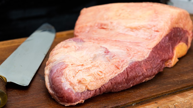 Raw brisket with fat cap