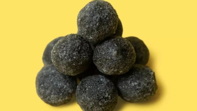 close up Black Death candy