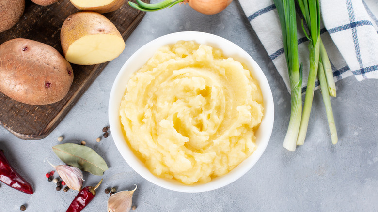 mashed potatoes surrounded by ingredients