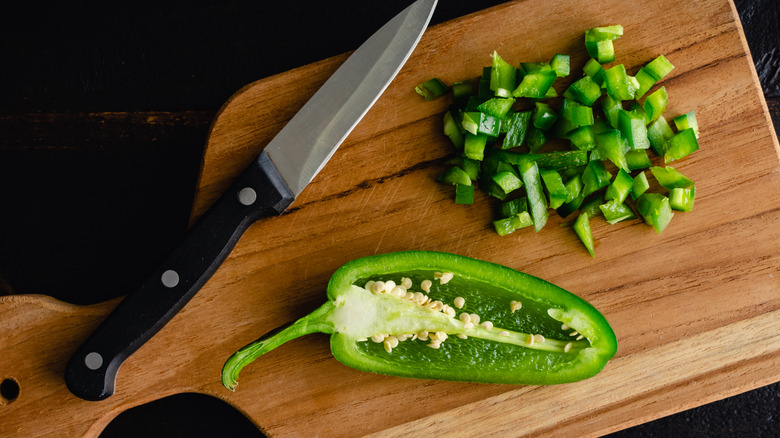 chopped and halved jalapeno