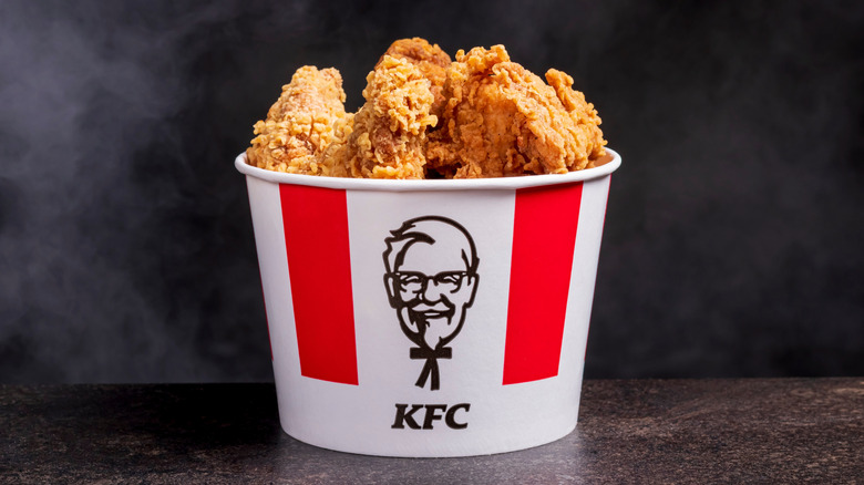 A bucket of KFC fried chicken