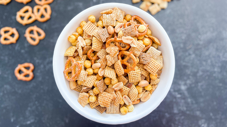 Chex mix in bowl