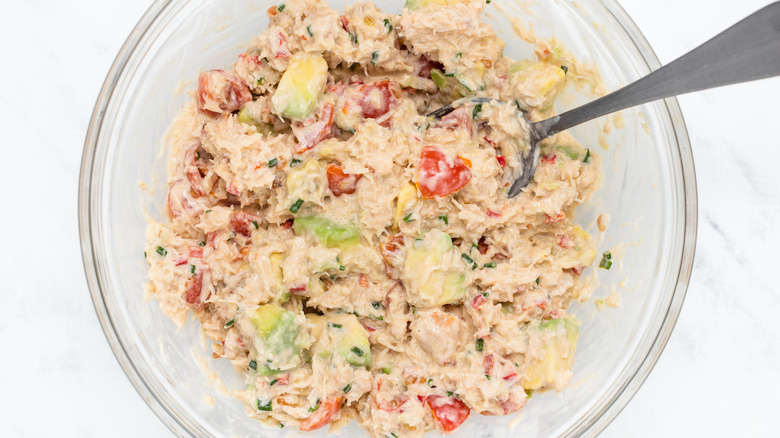 avocado crab salad in bowl 