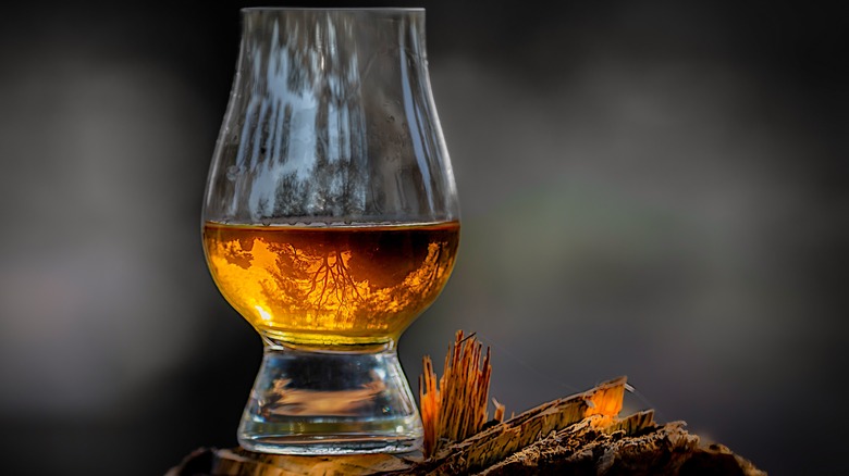 Glencairn glass, with whiskey inside