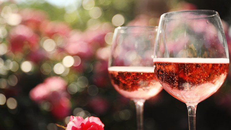 two glasses of rose Champagne