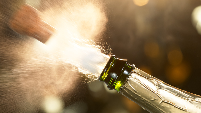 Champagne bottle popping