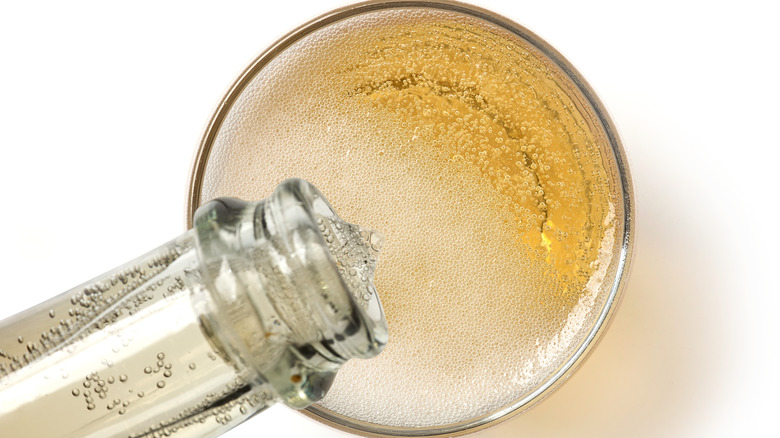 overhead view of Champagne pour