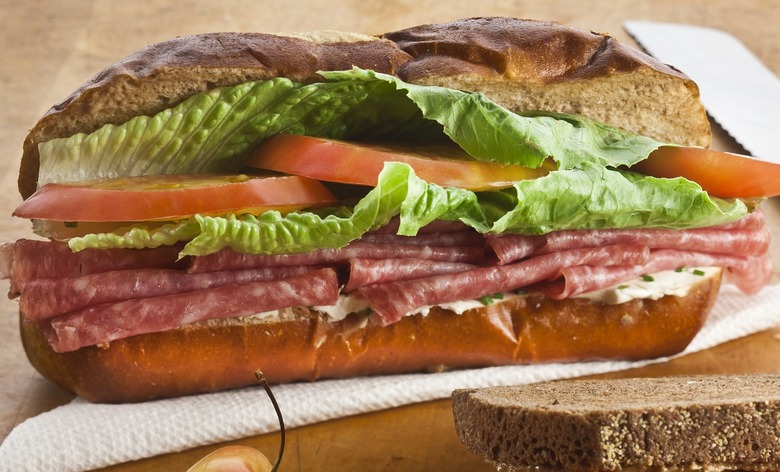 Salami and Cream Cheese Sandwich