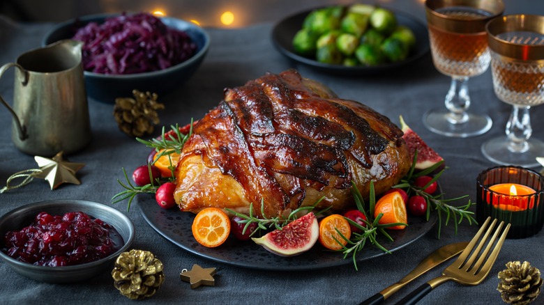 Bacon-wrapped turkey on plate