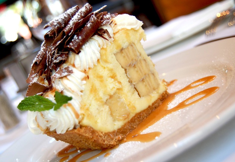 Banana Cream Pie with Caramel Drizzles and Chocolate Sauce