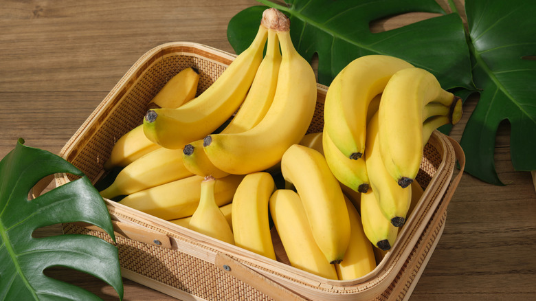 bamboo basket of bananas