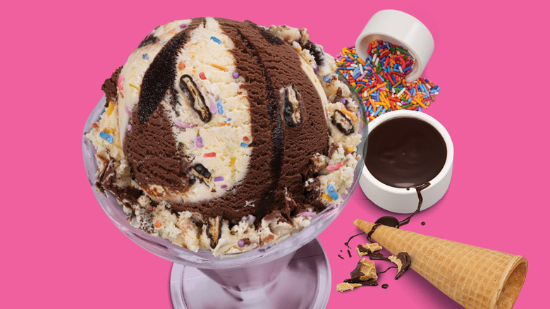 Baskin-Robbins Sundae Funday scoop with ingredients
