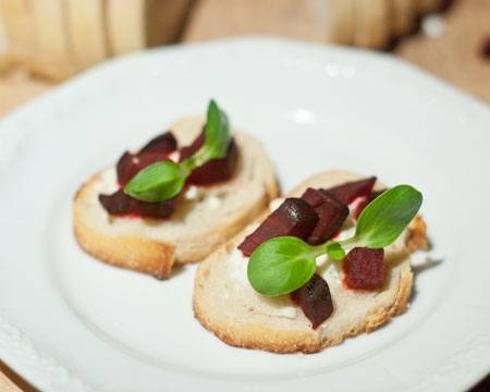 Beet and Goat Cheese Crostini