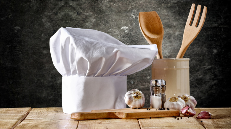 chef hat on table
