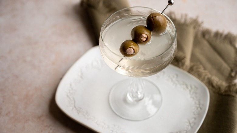 blue cheese martini in glass
