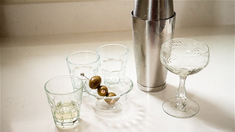 cocktail ingredients in shaker