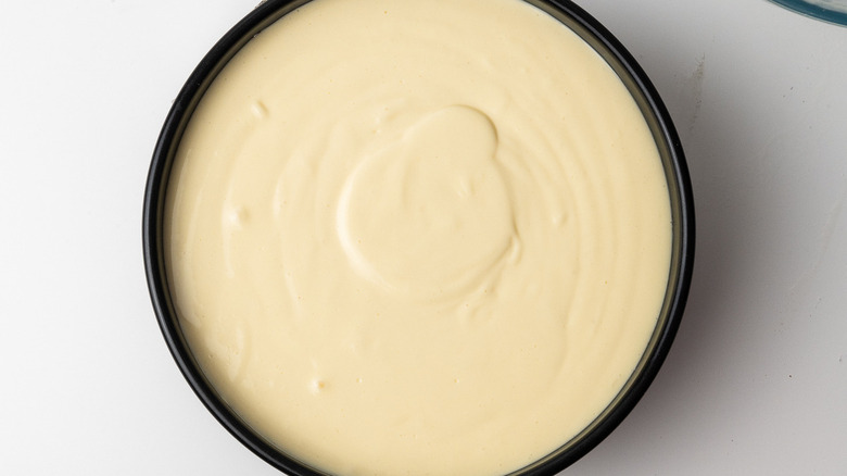 unbaked cheesecake in pan