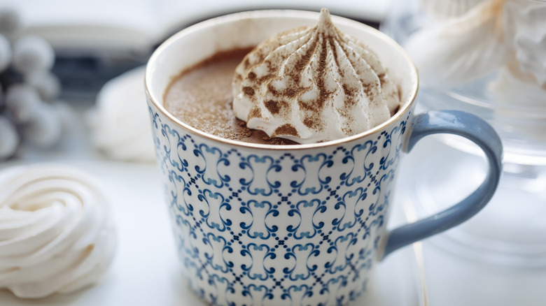 Hot chocolate with meringue on top