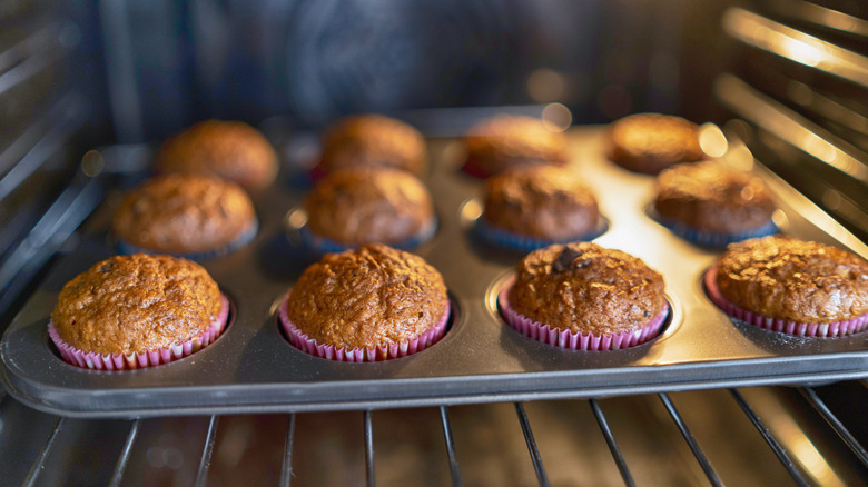 muffins baking in the oven