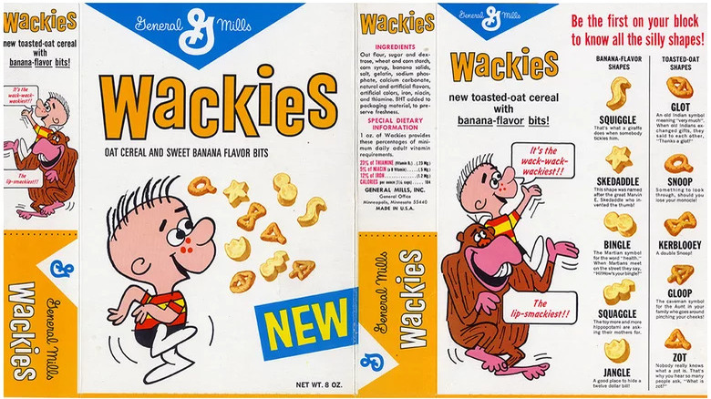 Wackies cereal box