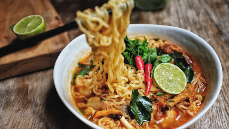 Ramen with peppers and lime