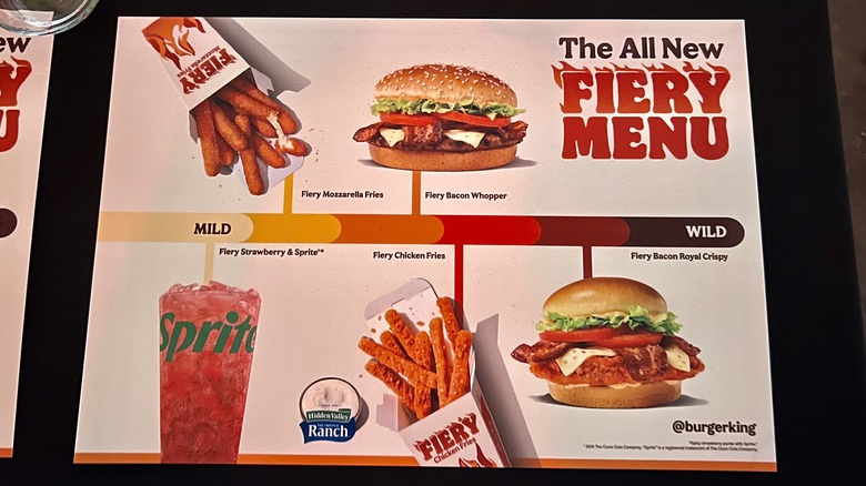 Burger King's Fiery Menu placemat